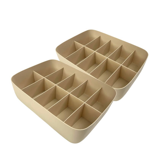 Multi-Compartment Plastic Storage Organizer - Beige