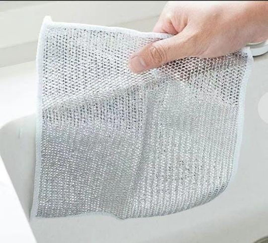 3 pcs Multipurpose Scrubbing Wire Rags Scrubber Kitchen Steel Wire Dish Towel Microfiber Dish Cloths Reusable Dishwashing Rag